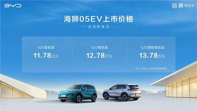 ！比亚迪海狮05EV上市售1178万起麻将胡了2试玩网站充电快空间大造型帅(图4)
